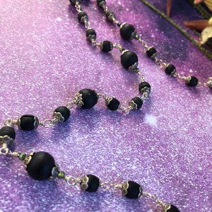 33  1/4" Black Tulasi bead necklace